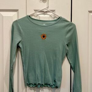 Teal hollister long sleeve baby tee in size small
